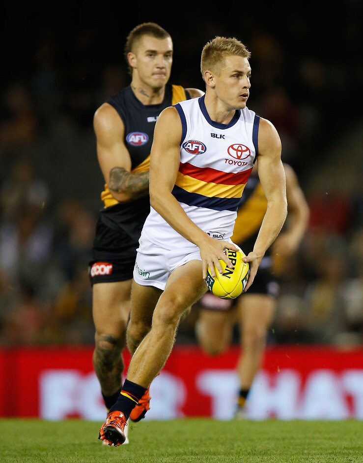 AFL 2016 Rd 03 - Richmond v Adelaide MELBOURNE, AUSTRALIA - APRIL 9: David Mackay of the Crows in action during the 2016 AFL Round 03 match between the Richmond Tigers and the Adelaide Crows at the Etihad Stadium, Melbourne on April 9, 2016. (Photo by Michael Willson/AFL Media)